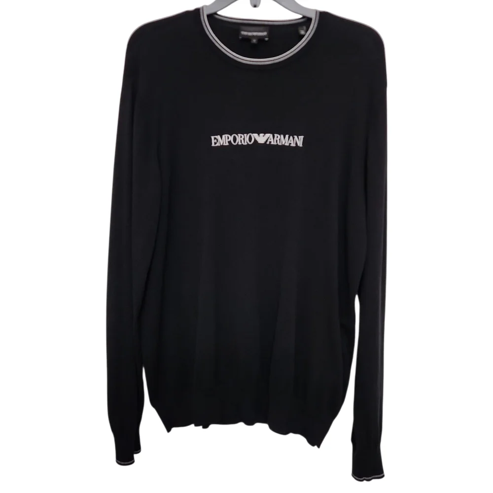Men's Emporio Armani Black Crewneck Sweater - Picture 2 of 6